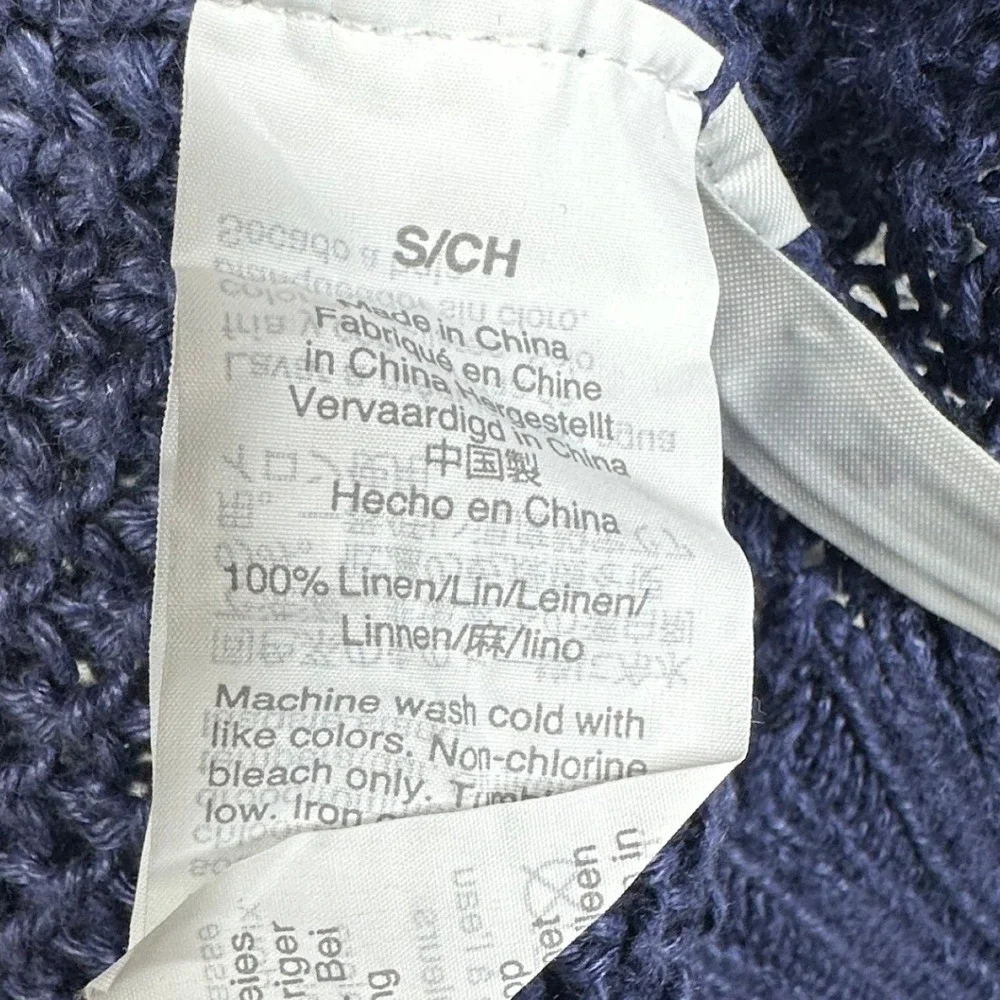 J. Crew Linen‎ Monaco Beach Sweater size Small Blue Raw Indigo Ombre Dip Dyed
